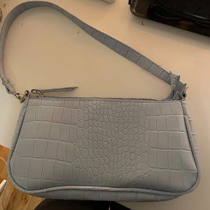 Blue Crocodile Print Shoulder Bag